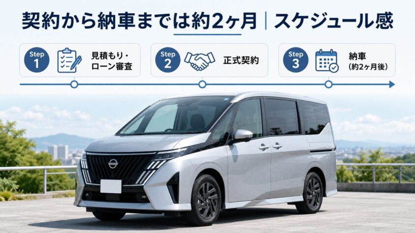 セレナC28 e-POWERの購入と自社ローン：契約から納車までは約2ヶ月・スケジュール感