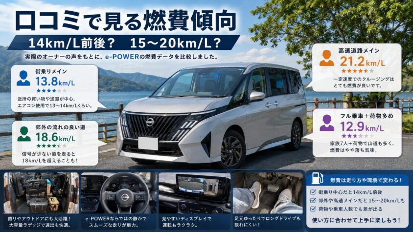 口コミ・レビューから見るセレナC28の燃費傾向