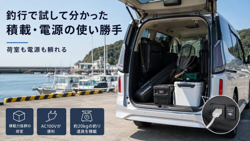 セレナC28 e-POWERの使い勝手と乗り心地:釣行で試して分かった積載・電源の使い勝手