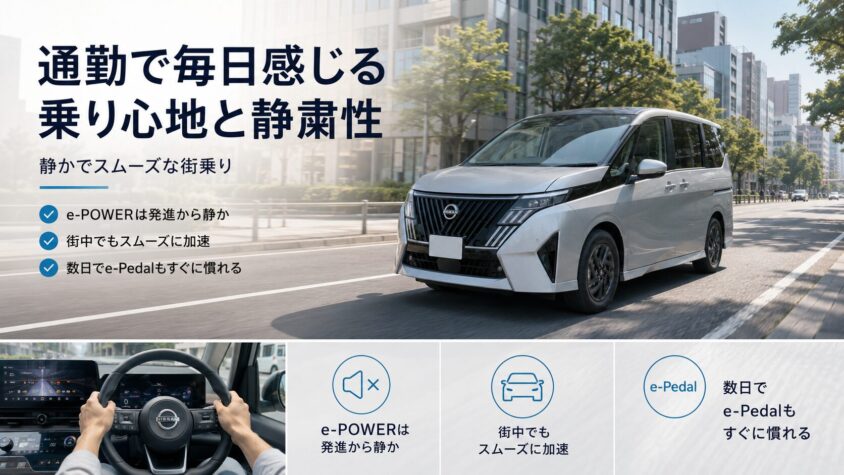 セレナC28 e-POWERの使い勝手と乗り心地:通勤で毎日感じる乗り心地と静粛性