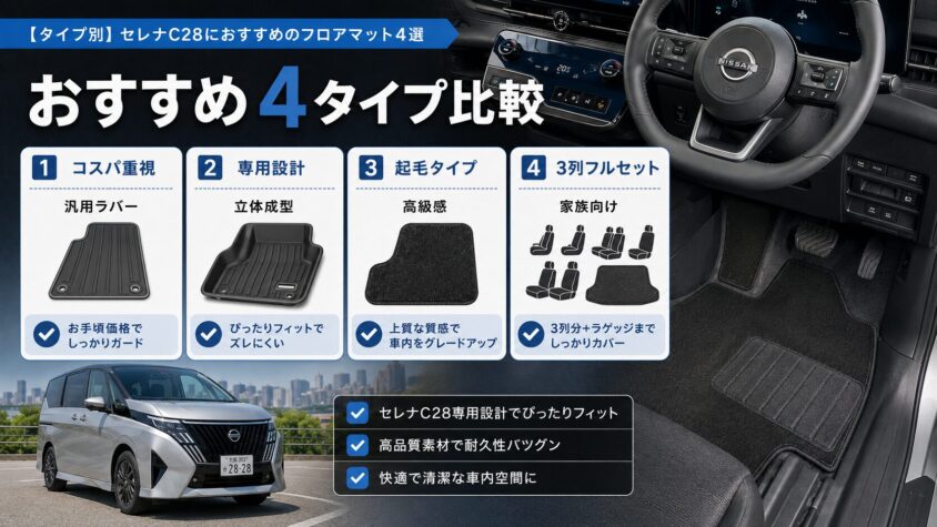 セレナC28におすすめのフロアマット4選