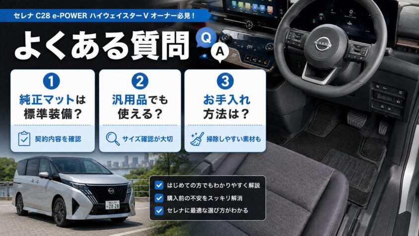 セレナC28 e-POWERのフロアマット選びに関するよくある質問