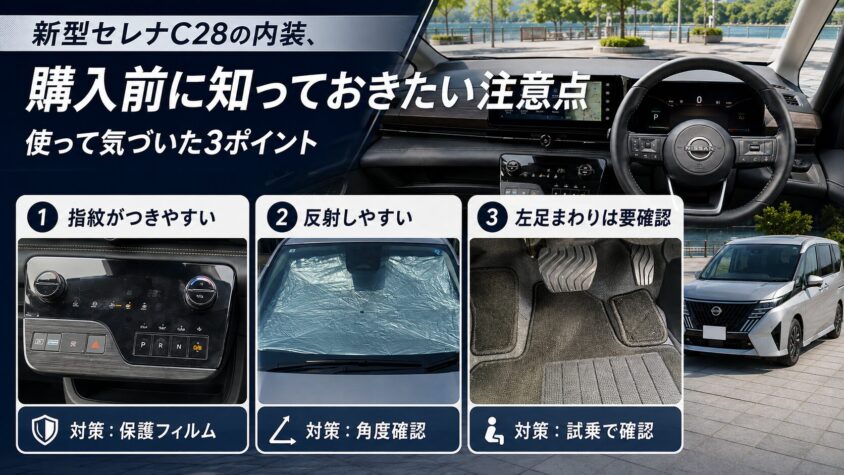 新型セレナC28の内装:内装の質感・使い勝手で購入前に知っておきたい注意点(オーナー実体験)