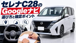 セレナC28のGoogleナビについて、セレナC28のGoogleナビを写真とアイコンで整理した図